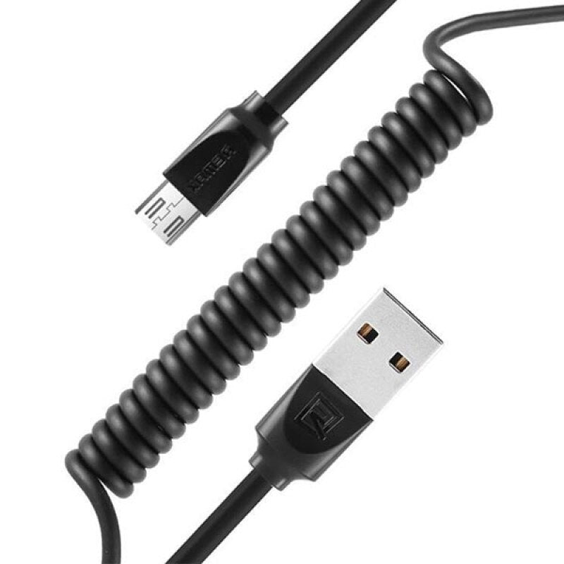 REMAX RC-117m Cable Espiral USB Corto y Flexible 2.4A de Micro USB, Cable para Carga de Teléfono Móvil o Pasar Datos, 24-40cm