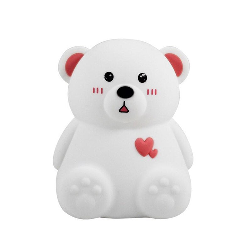 Luz Nocturna Infantil Con Forma De Osito, Hecho De Silicona, Para Niños, Decoración De Habitación,Multicolores,Recargable-800697