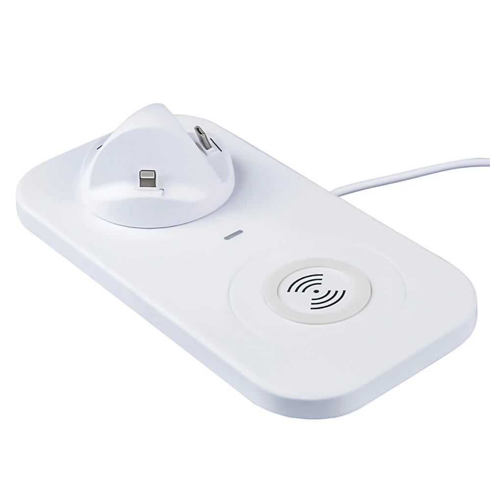Cargador 3 en 1 de Teléfono Inalámbrico de 5W, Base de Carga, para Teléfono Inteligente, Android y Móviles iPhone que Tienen Carga Inalámbrica