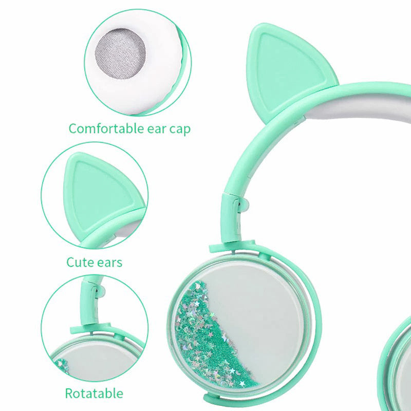 Auriculares de Oreja de Gato con micrófono y 3.5 mm Jack, Auriculares Estéreo De Alta Fidelidad para niños y estudiantes