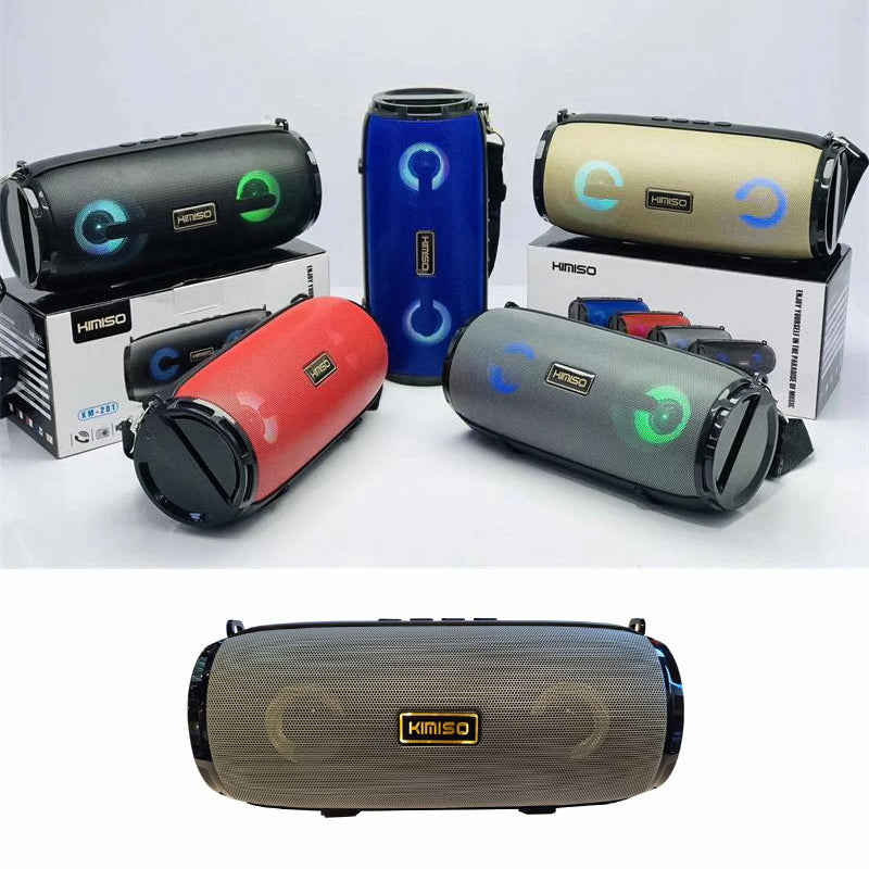 Kimiso KM-201 Altavoz portátil Bluetooth, Altavoz con luz nocturna LED, con Radio FM, puertos para tarjeta TF/AUX/Pen-drive, Altavoz Portátil Estéreo