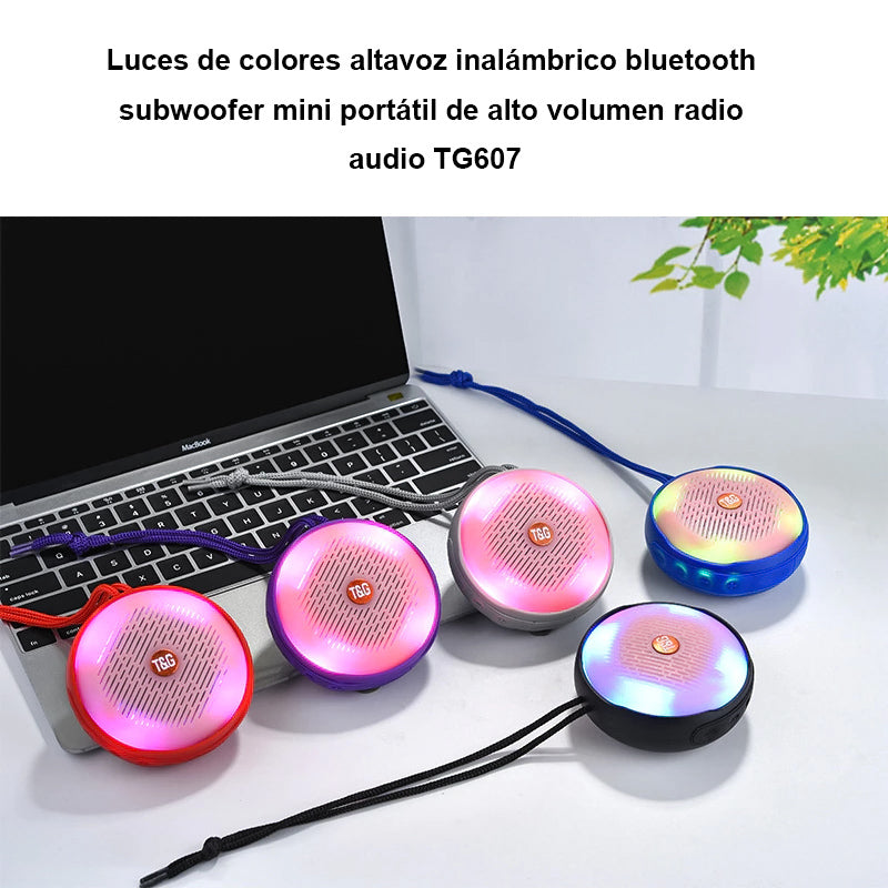 Altavoz bluetooth HIFI portátil, altavoces bluetooth potentes, mini altavoz bluetooth con Radio FM, luz LED, puerto de tarjeta TF