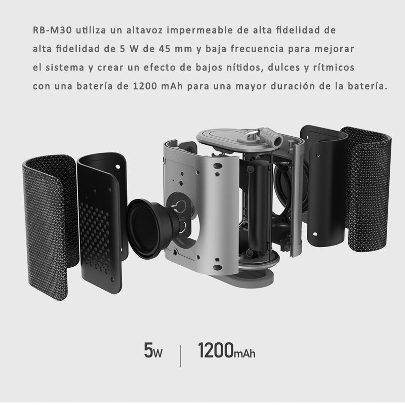 Altavoz Bluetooth de REMAX RB-M30, Altavoz Portátil, Lleva Cuerda, Resistente Al Agua IPX6, Mano Libre, Puerto Para AUX/Tarjeta SD
