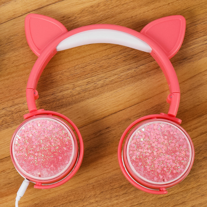 Auriculares de Oreja de Gato con micrófono y 3.5 mm Jack, Auriculares Estéreo De Alta Fidelidad para niños y estudiantes