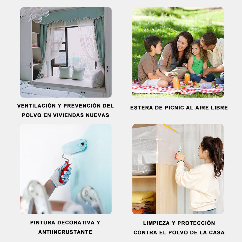 HUSL SALVALLUVIA CUBRETODO PLÁSTICO ESTÁNDAR, FUERTE PAÑO IMPERMEABLE, PROTECTOR PARA CUBRIR MUEBLES, PARA TAREAS DE PINTURA
