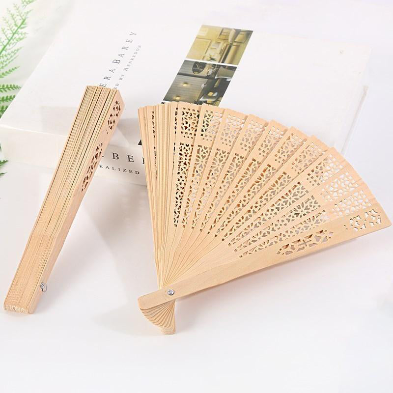 HUSL ABANICO MADERA NATURAL 20 CM EN BOLSA DE ORGANZA A JUEGO, ABANICOS PARA EVENTOS, DETALLES PARA LOS INVITADOS, REGALOS DE BODA, FIESTAS, COMUNIÓN O BAUTIZO