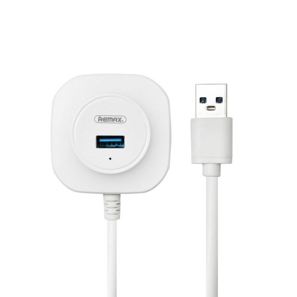 REMAX RU-U8 Hub USB 3.0 de 4 Puertos, Divisor USB de Alta Velocidad para Conectar con Disco Duro Externo, Pen Drive, Ratón, Teclado, Móvil, Cámaras