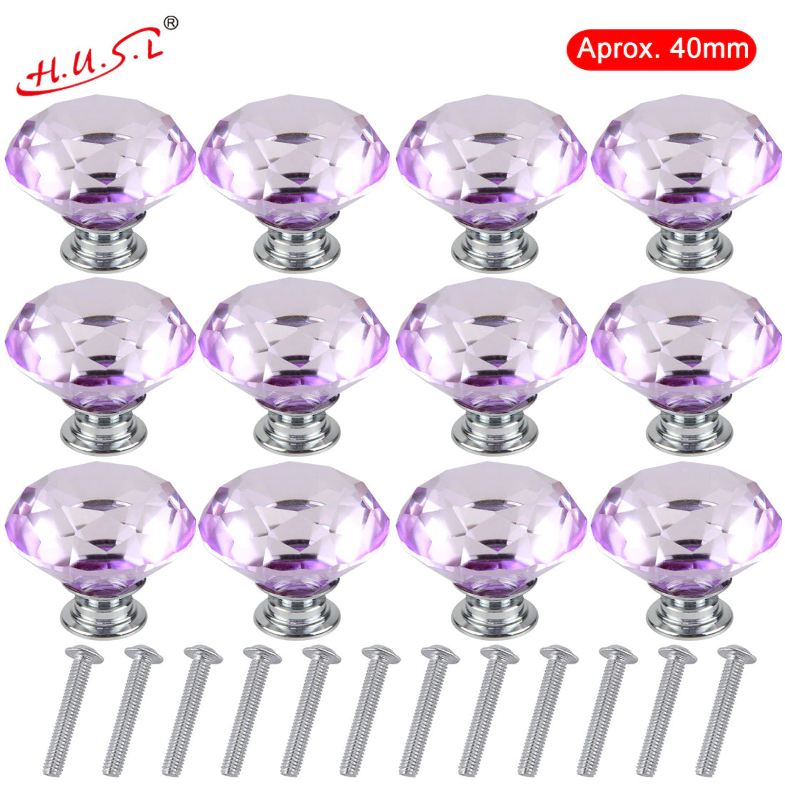 Pomos de Cristal para cajón o mueble, Tirador de Cajón con Tornillo, Mango de Cristal de Diamante, Tiradores de Muebles, para Armario Cajón Aparador Cocina