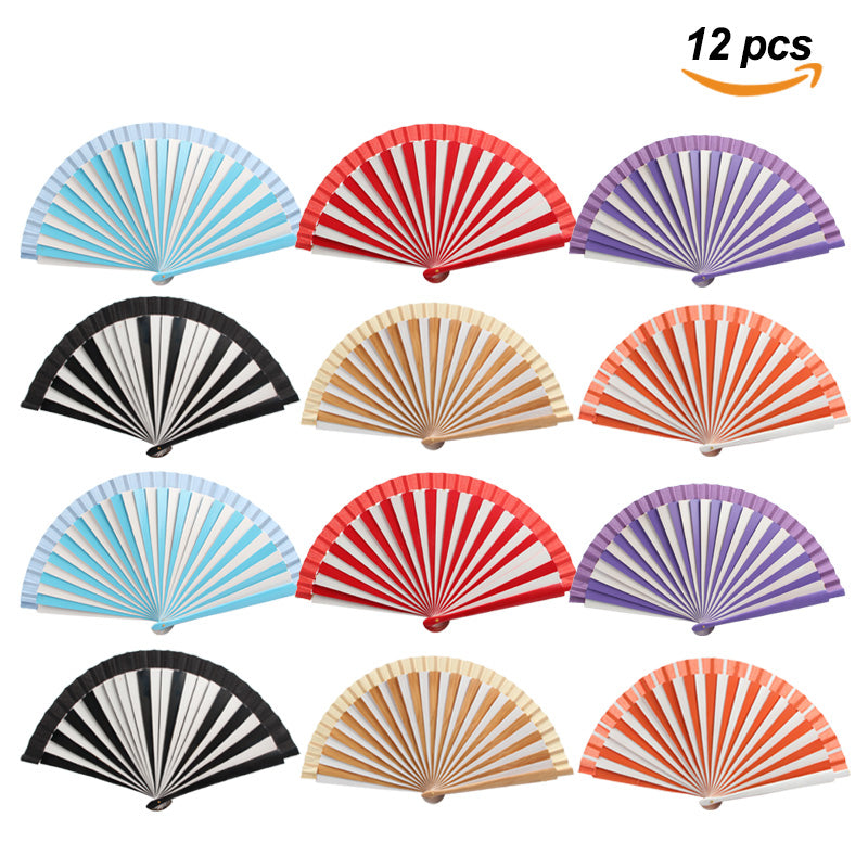 HUSL ABANICOS MADERA BICOLOR 23CM, ABANICOS PARA EVENTOS, DETALLES PARA LOS INVITADOS, REGALOS DE BODA, FIESTAS, COMUNIÓN O BAUTIZO