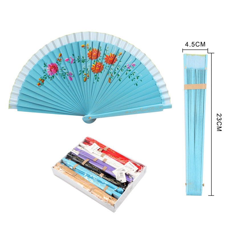 HUSL ABANICOS MADERA 23 CM PINTADO DOBLE CARA, DETALLES PARA LOS INVITADOS, REGALOS DE BODA, FIESTAS, COMUNIÓN O BAUTIZO