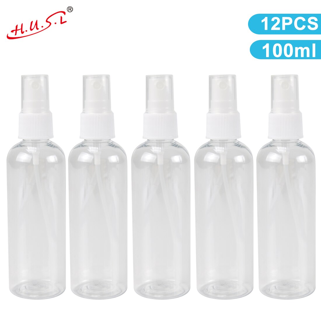 Botes Viaje Transparente Plástico Botella Vacía de Spray, Atomizador Perfume Pequeño Frasco Vacío, Frascos para Perfume con Tapa, Viajes de Negocios, Maquillaje, Limpieza