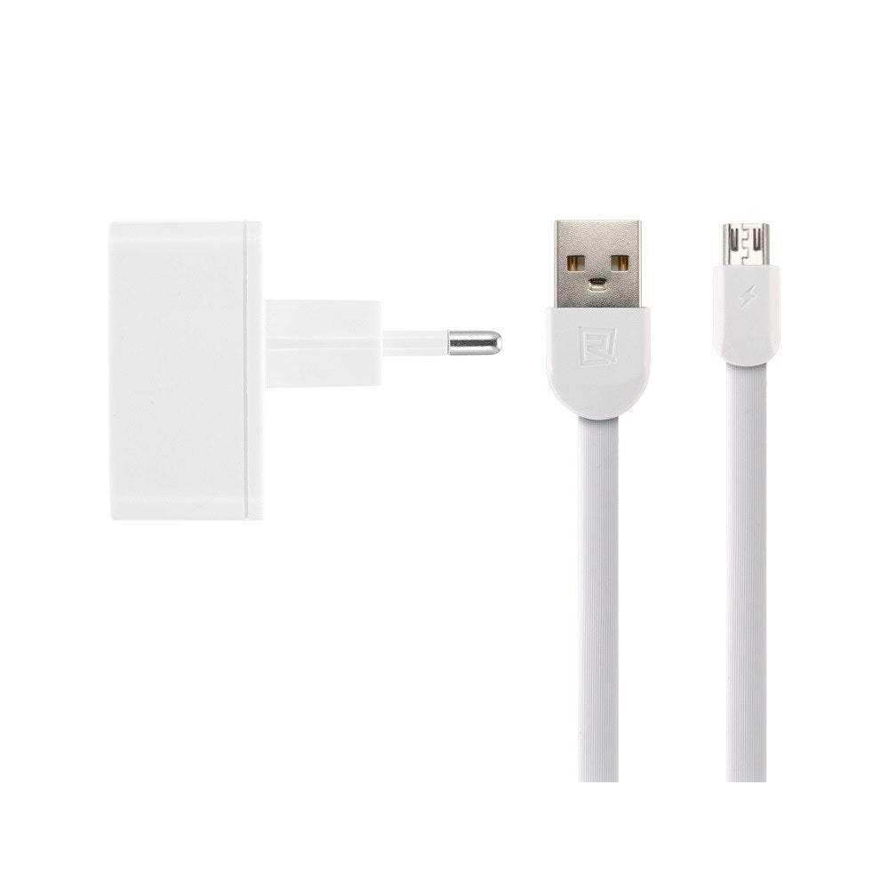 REMAX RP-U215 Cargador de Móvil con 2 Puertos de USB, con Un Cable Incluido de 100cm para iPhone / Tipo-C / Micro USB, 2.4A, Negro / Blanco