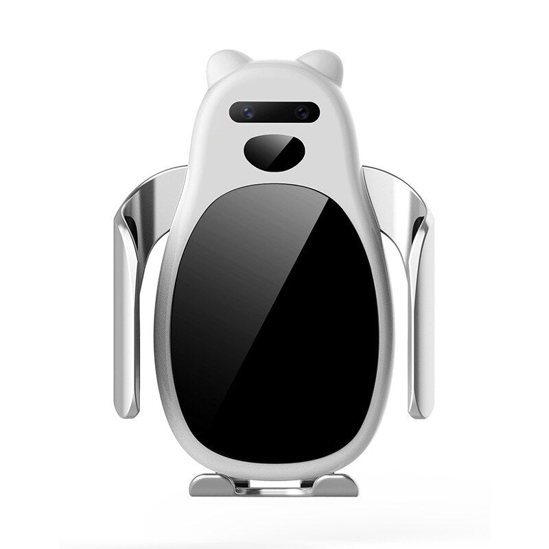 Cargador inalámbrico coche, soporte de carga rápida 15W cargador inalámbrico de inducción automática por infrarrojos para coche