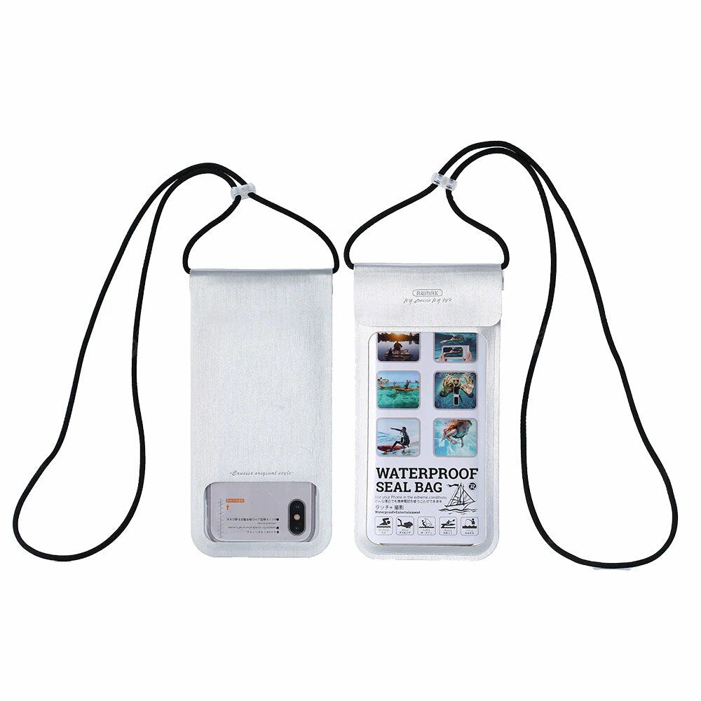REMAX RT-W3 Bolsa Impermeable para Móvil, Bolsas de Buceo para Móviles de Tamaño Hasta 6.5 Pulgadas, Funda Sumergible con Cuerda