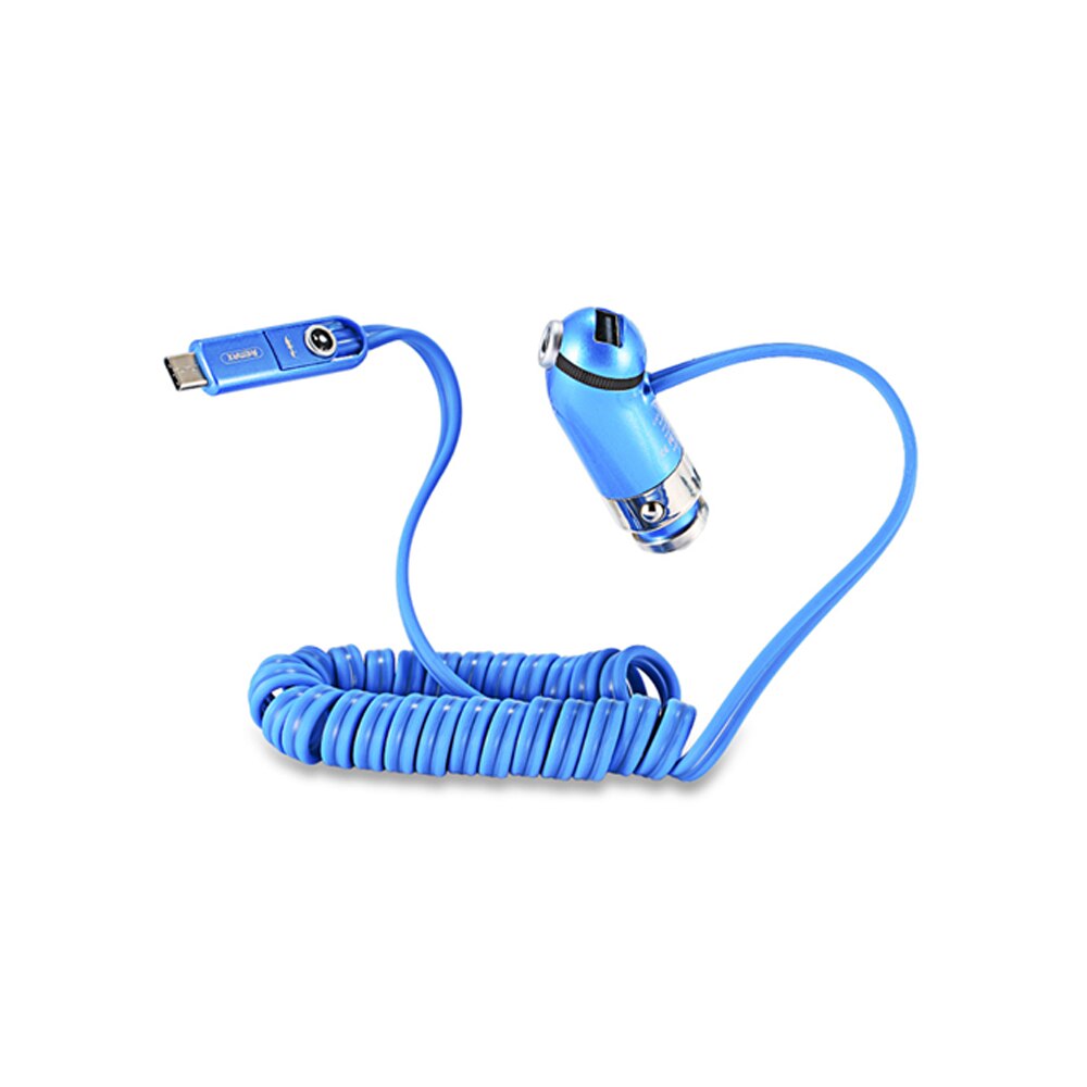 REMAX RCC 211 Cargador de Coche 3 en 1,DC12-24V, Cargador Mechero con Cable de Lightning y Adaptador de Tipo-C,5V-2.4A