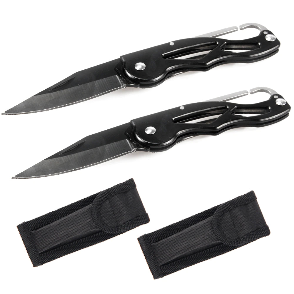 Navaja de Camping Multiusos con Bolsa de Tela y Mango Acero Inoxidable, Cuchillo Supervivencia Profesional, Navaja de Bolsillo para Senderismo Plegable de bolsillo, Para Acampar, Picnic, Caza