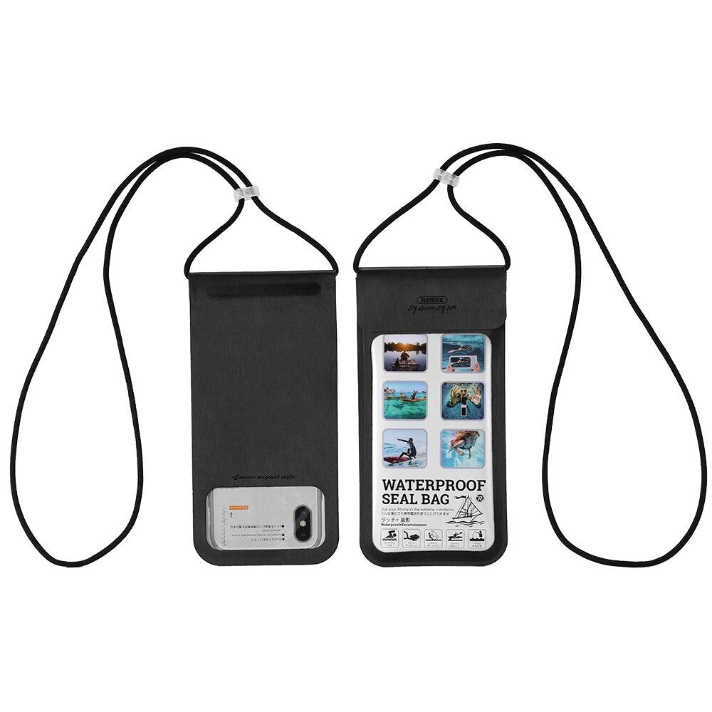 REMAX RT-W3 Bolsa Impermeable para Móvil, Bolsas de Buceo para Móviles de Tamaño Hasta 6.5 Pulgadas, Funda Sumergible con Cuerda