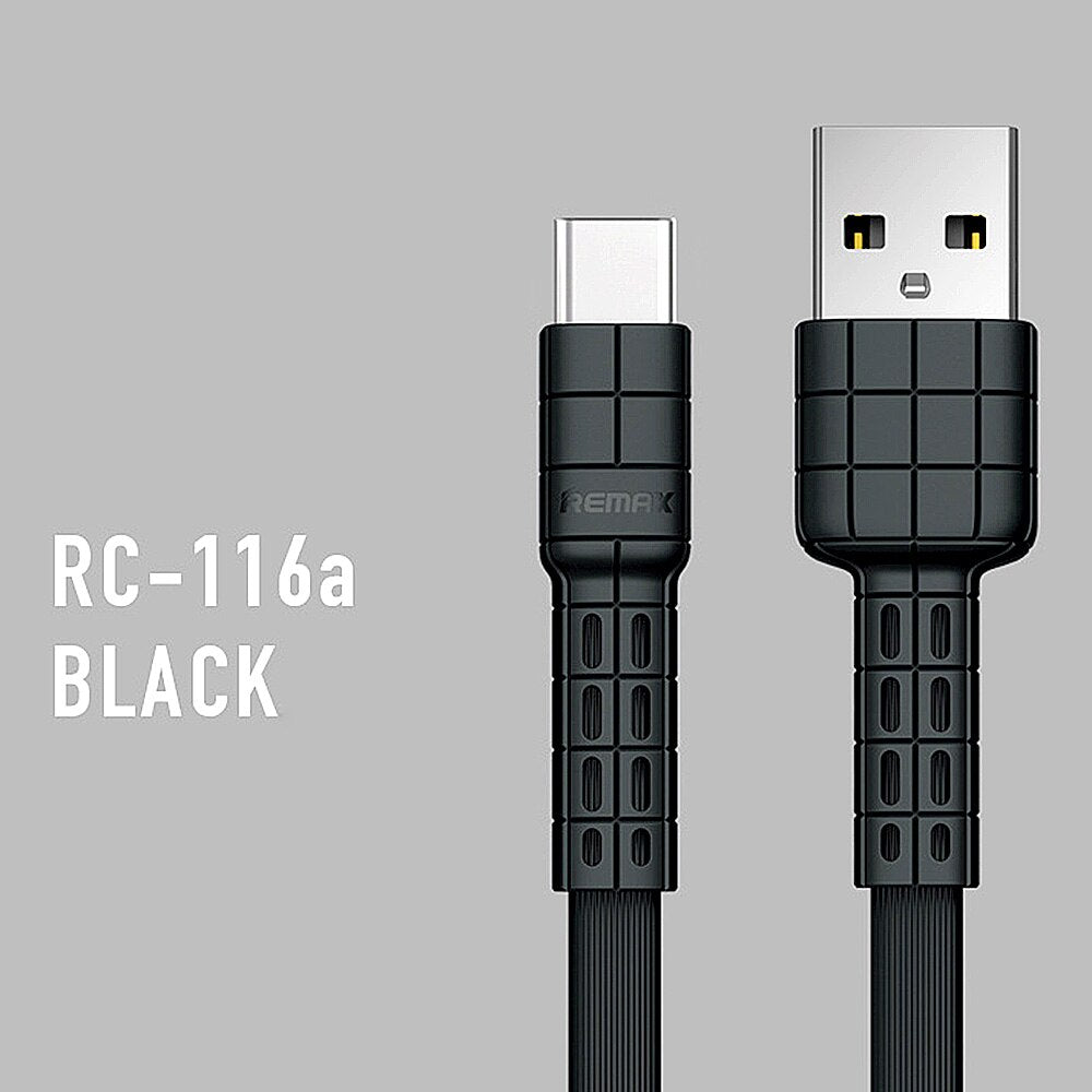 REMAX RC-116a Cable USB a Tipo-C 2.4A, Cable para Carga de Teléfono Móvil o Pasar Datos,100cm