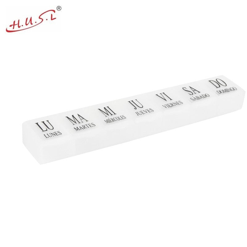 Pastillero Semanal Español, Organizador Medicamentos, Pastillero con cortador, Dosificador de Pastillas, Caja para Pastillas de 7 Días de Toma Diaria Multicolor
