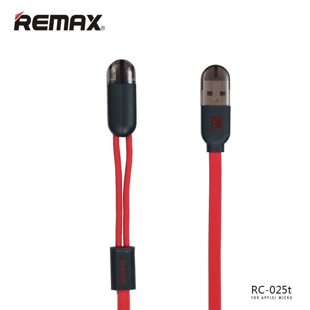 REMAX RC-025t Cable 2 en 1 de USB a Lightning(iPhone)/Micro USB, Cable para Cargar Teléfono Móvil o Pasar Datos, 2.0A,100cm