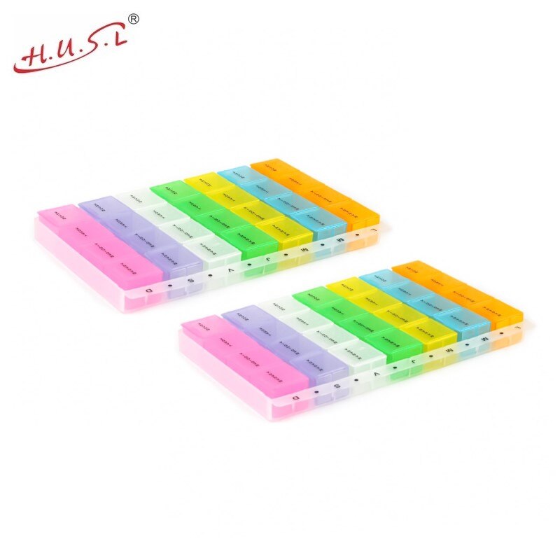 Pastillero Semanal Español, Organizador Medicamentos, Pastillero con cortador, Dosificador de Pastillas, Caja para Pastillas de 7 Días de Toma Diaria Multicolor