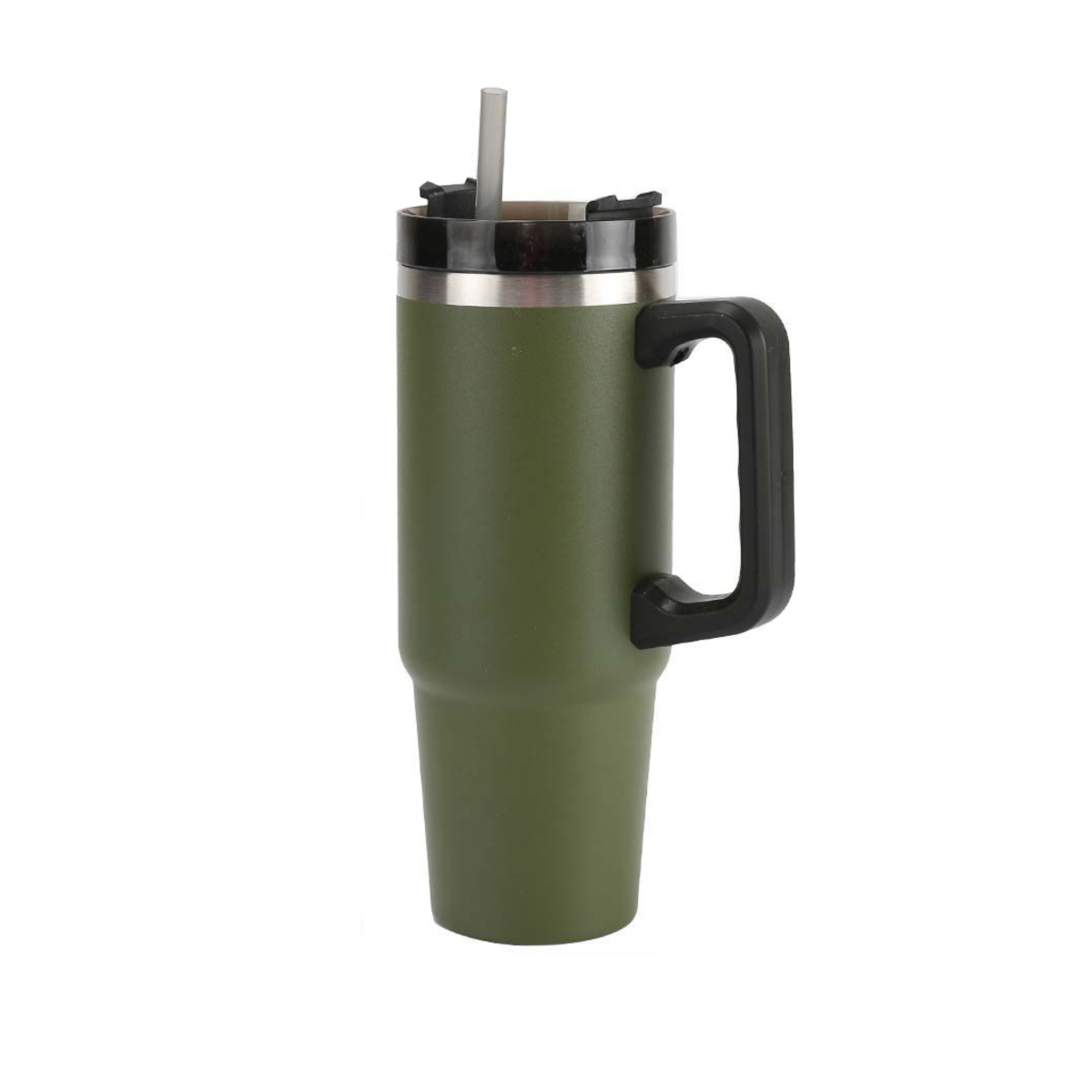 Home Universal® 890ML - Taza de Viaje con Tapa y Pajita para Coche | Taza Térmica de Café con Aislamiento de Doble Pared | Acero Inoxidable (Verde Militar)