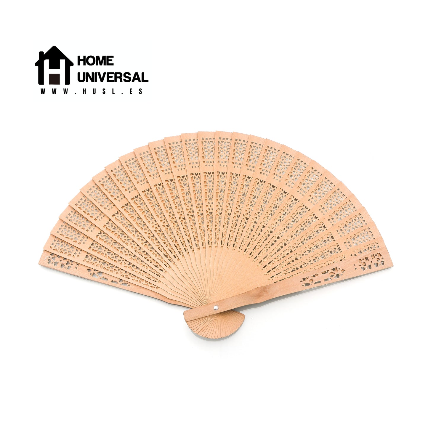 HUSL ABANICO MADERA NATURAL 20 CM EN BOLSA DE ORGANZA A JUEGO, ABANICOS PARA EVENTOS, DETALLES PARA LOS INVITADOS, REGALOS DE BODA, FIESTAS, COMUNIÓN O BAUTIZO