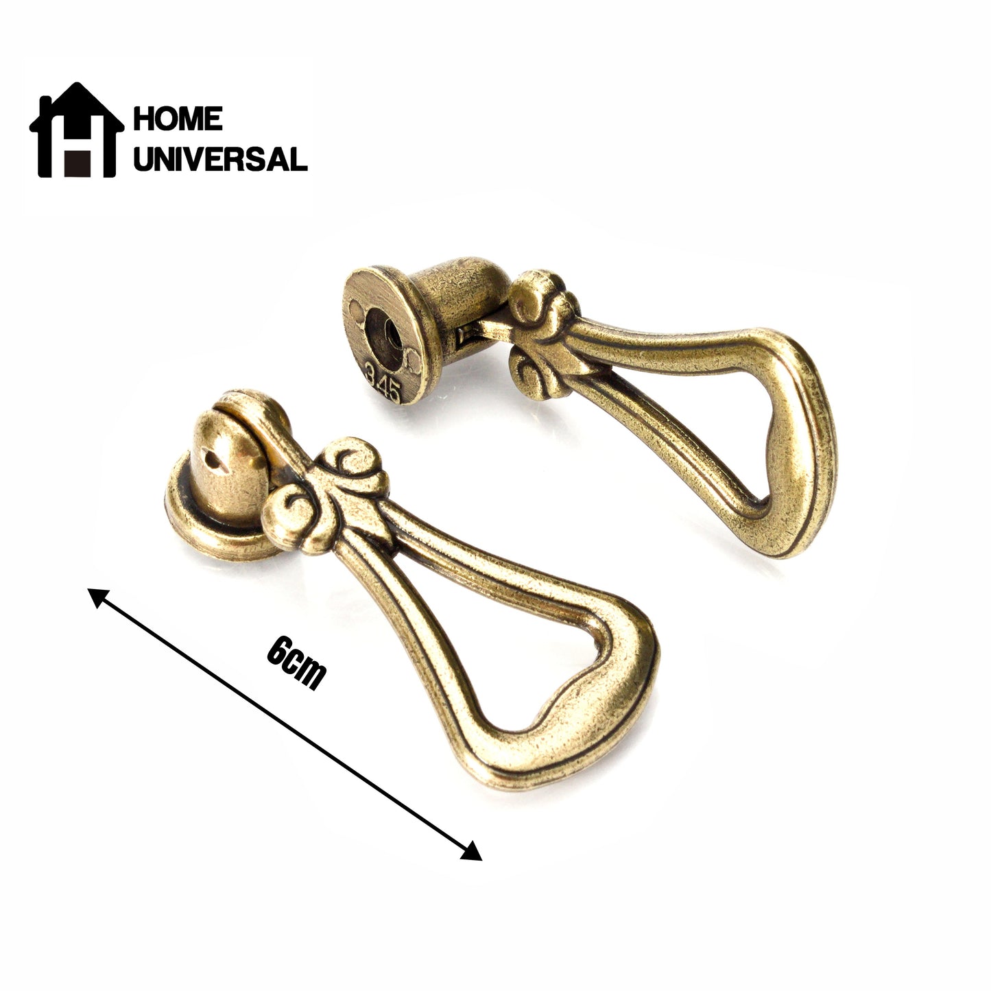 HOME UNIVERSAL | Pack 6 pares Tiradores Latón Patinado para Armarios | Pomos Tiradores Metálicos | Material de Reforma Muebles Deluxe | Pomos Vintage Retro | (MODELO VI)