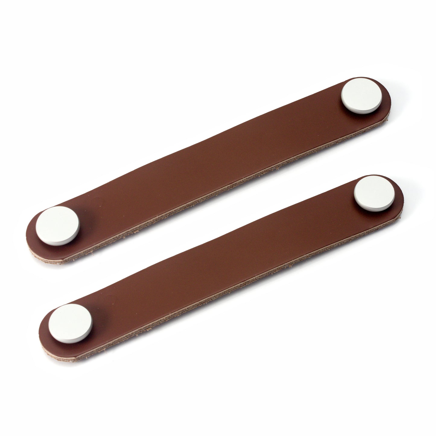 HOME UNIVERSAL | Pomos Tiradores de Cuero Sintético | Tiradores para Armarios y Cajones | Tiradores y Pomos para el Baño | Decoraciones Originales | Tornillos Incluidos | (Tirador_Marron_16.5cm)