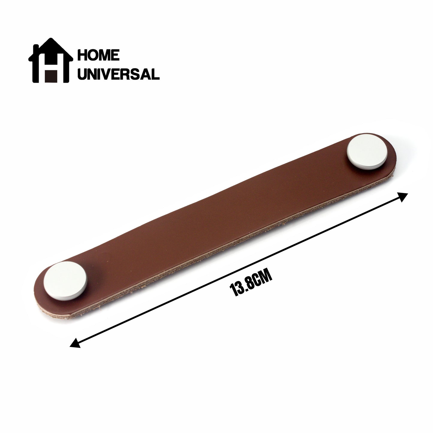 HOME UNIVERSAL | Pomos Tiradores de Cuero Sintético | Tiradores para Armarios y Cajones | Tiradores y Pomos para el Baño | Decoraciones Originales | Tornillos Incluidos | (Tirador_Marron_16.5cm)