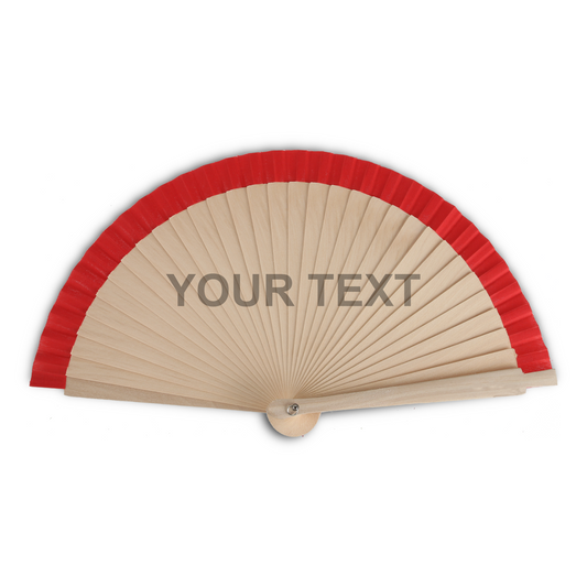 Home Universal® Abanico Personalizado de Madera, 1 Unidad – Detalle Elegante para Boda, Bautizo o Comunión, con Nombre y Fecha, Recuerdo Original para Invitados, 19 y 23 cm(Rojo)