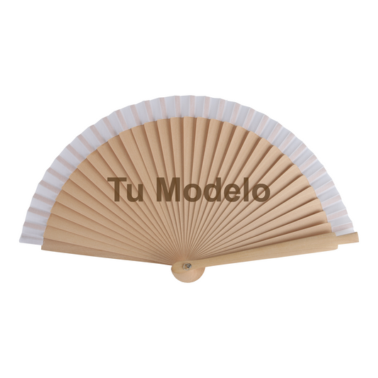 Home Universal® Abanico Personalizado de Madera, 1 Unidad – Detalle Elegante para Boda, Bautizo o Comunión, con Nombre y Fecha, Recuerdo Original para Invitados, 19 y 23 cm(Blanco)