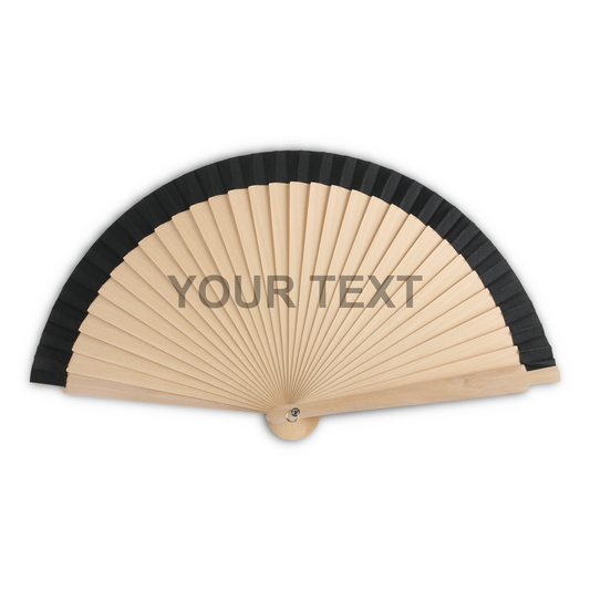 Home Universal® Abanico Personalizado de Madera, 1 Unidad – Detalle Elegante para Boda, Bautizo o Comunión, con Nombre y Fecha, Recuerdo Original para Invitados, 19 y 23 cm(Negro)