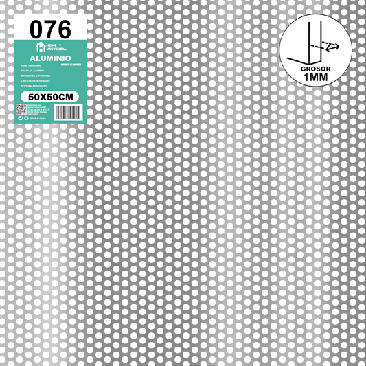 ome Universal® Chapa de Aluminio Estriada, Lisa, Malla y Perforada (Cuadrada, Ovalada, Redonda), Rugosa – Lámina Metálica Resistente Anticorrosión para Bricolaje e Industria Superficie (Perforada Redondo) - Perforada Redondo-5MM (50X50CM - 1MM)