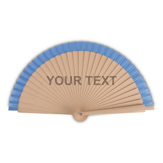 Home Universal® Abanico Personalizado de Madera, 1 Unidad – Detalle Elegante para Boda, Bautizo o Comunión, con Nombre y Fecha, Recuerdo Original para Invitados, 19 y 23 cm(Azul)