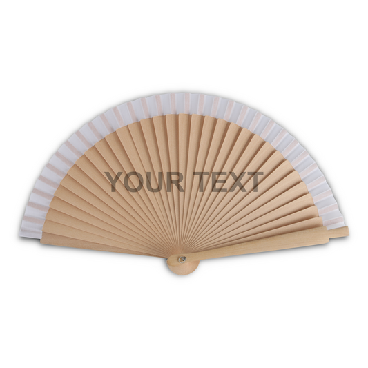 Home Universal® Abanico Personalizado de Madera, 1 Unidad – Detalle Elegante para Boda, Bautizo o Comunión, con Nombre y Fecha, Recuerdo Original para Invitados, 19 y 23 cm(Blanco)