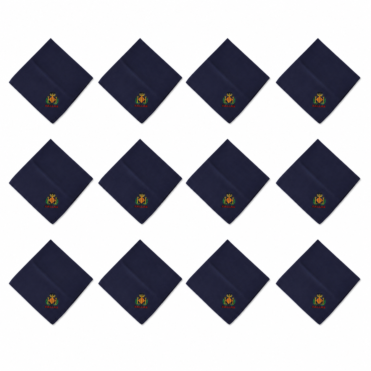 Home Universal® Pañuelo Fallero de Valencia con Escudo, Azul y Blanco 57x57cm, Azul 55x55cm  – Pañuelo Tradicional para Fallas y Fiestas Valencianas (Azul)(12 UNIDADES))