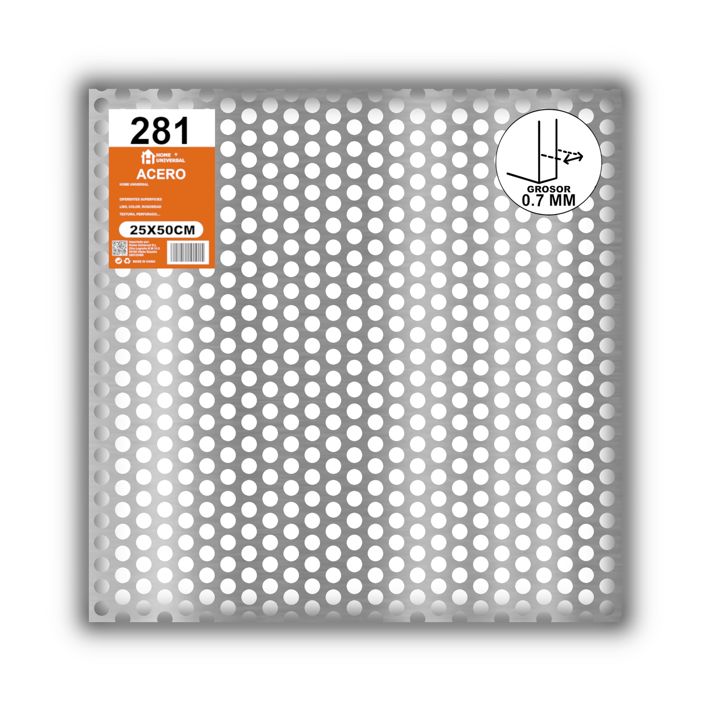 Home Universal® Chapa Galvanizada Lisa y Perforada, Lámina Metálica Resistente Anticorrosión para BricolajeSuperficie (Superficie Perforada Redondo-10MM (50X50CM - 0.7MM))