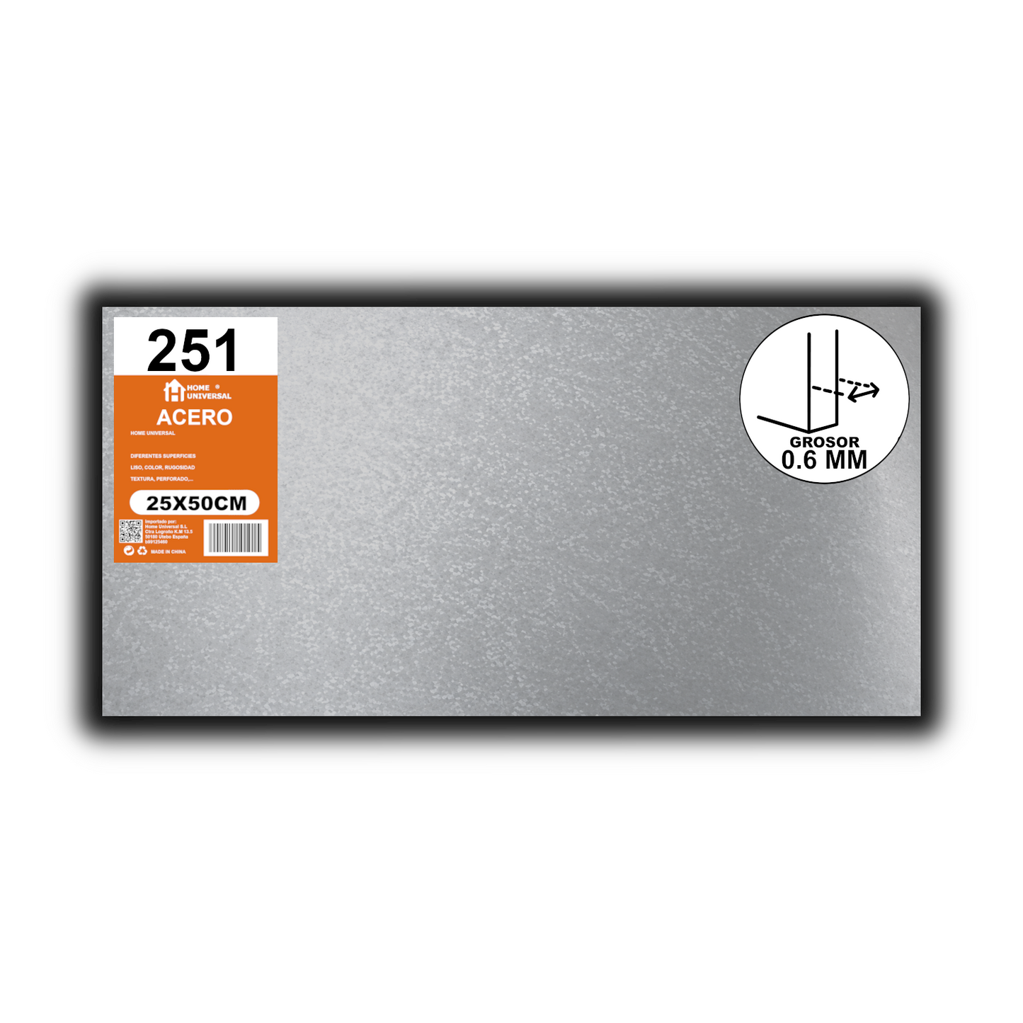 Home Universal® Chapa Galvanizada Lisa y Perforada, Lámina Metálica Resistente Anticorrosión para BricolajeSuperficie (Superficie (Liso)Estandar (25X50CM - 0.6MM))