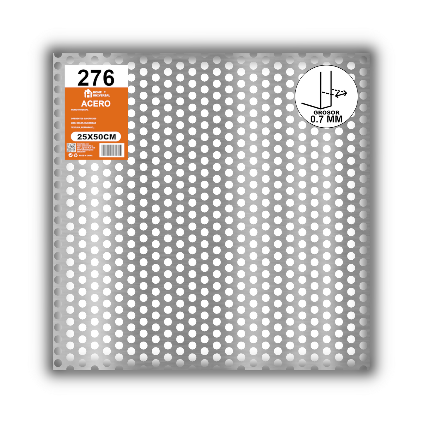 Home Universal® Chapa Galvanizada Lisa y Perforada, Lámina Metálica Resistente Anticorrosión para BricolajeSuperficie (Superficie Perforada Redondo-8MM (50X50CM - 0.7MM))