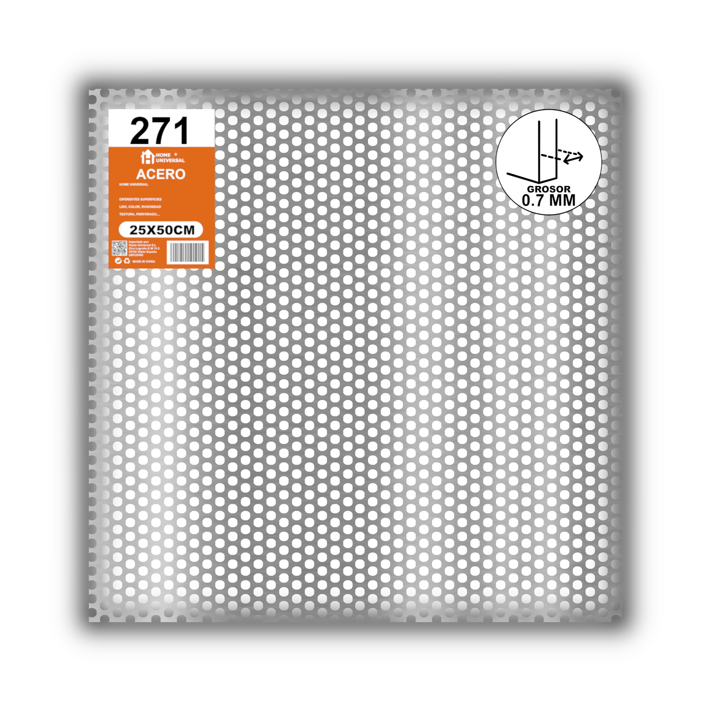 Home Universal® Chapa Galvanizada Lisa y Perforada, Lámina Metálica Resistente Anticorrosión para BricolajeSuperficie (Superficie Perforada Redondo-5MM (50X50CM - 0.7MM))