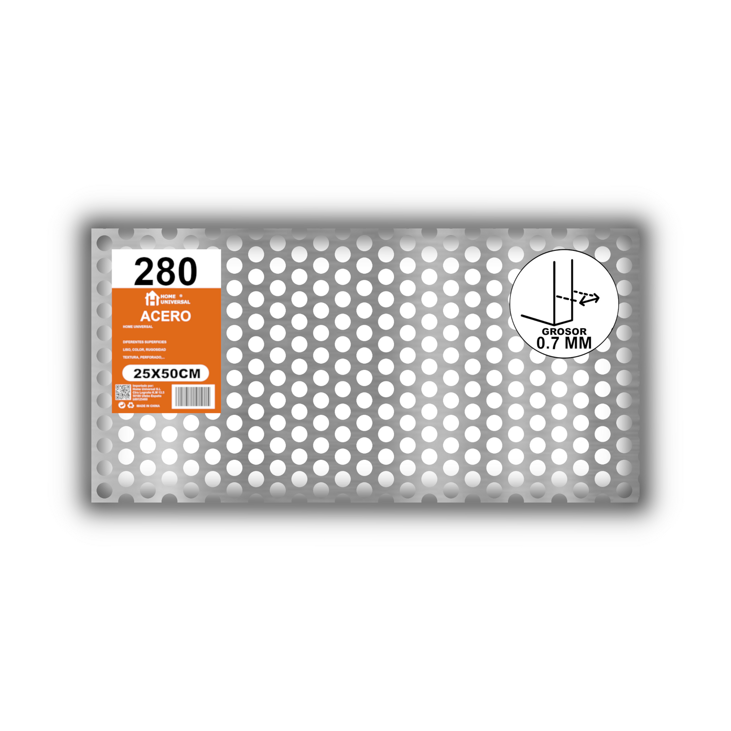 Home Universal® Chapa Galvanizada Lisa y Perforada, Lámina Metálica Resistente Anticorrosión para BricolajeSuperficie (Superficie Perforada Redondo-10MM (25X50CM - 0.7MM))