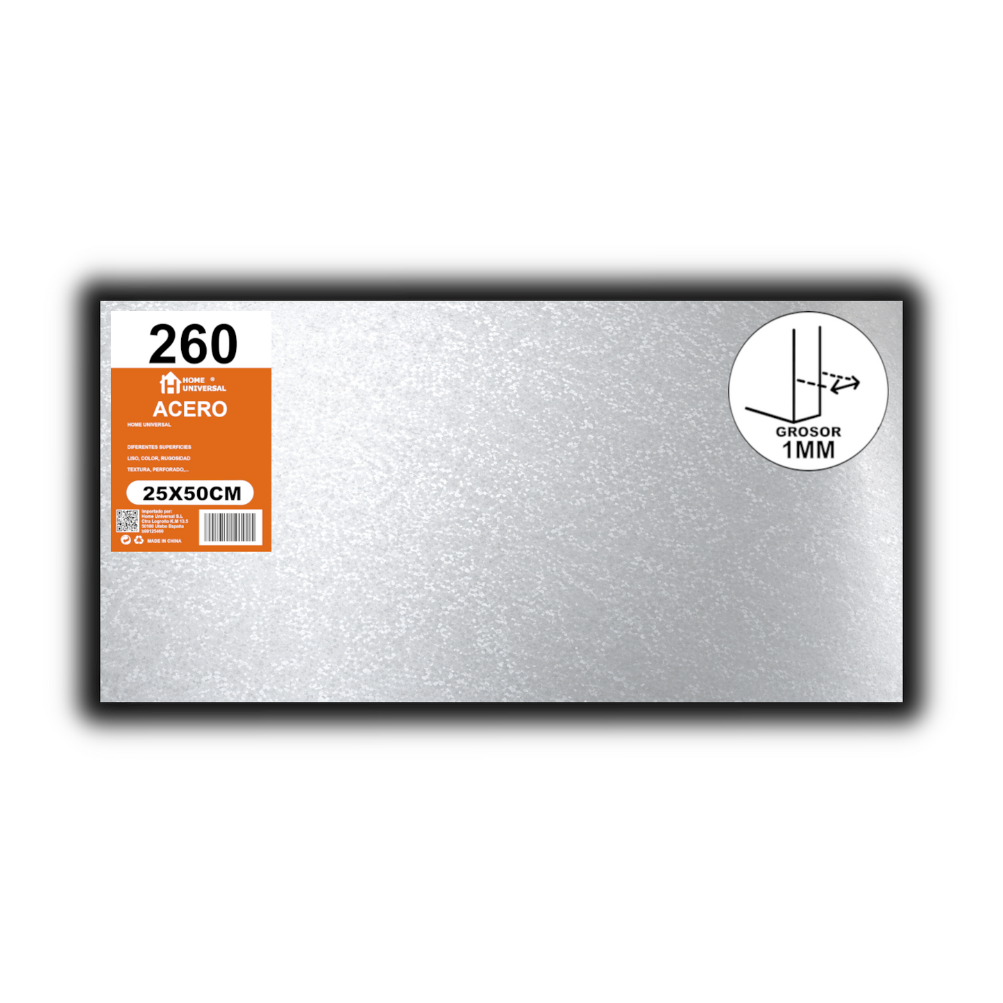 Home Universal® Chapa Galvanizada Lisa y Perforada, Lámina Metálica Resistente Anticorrosión para Bricolaje(Superficie Liso Brillante (25X50CM - 1 MM))