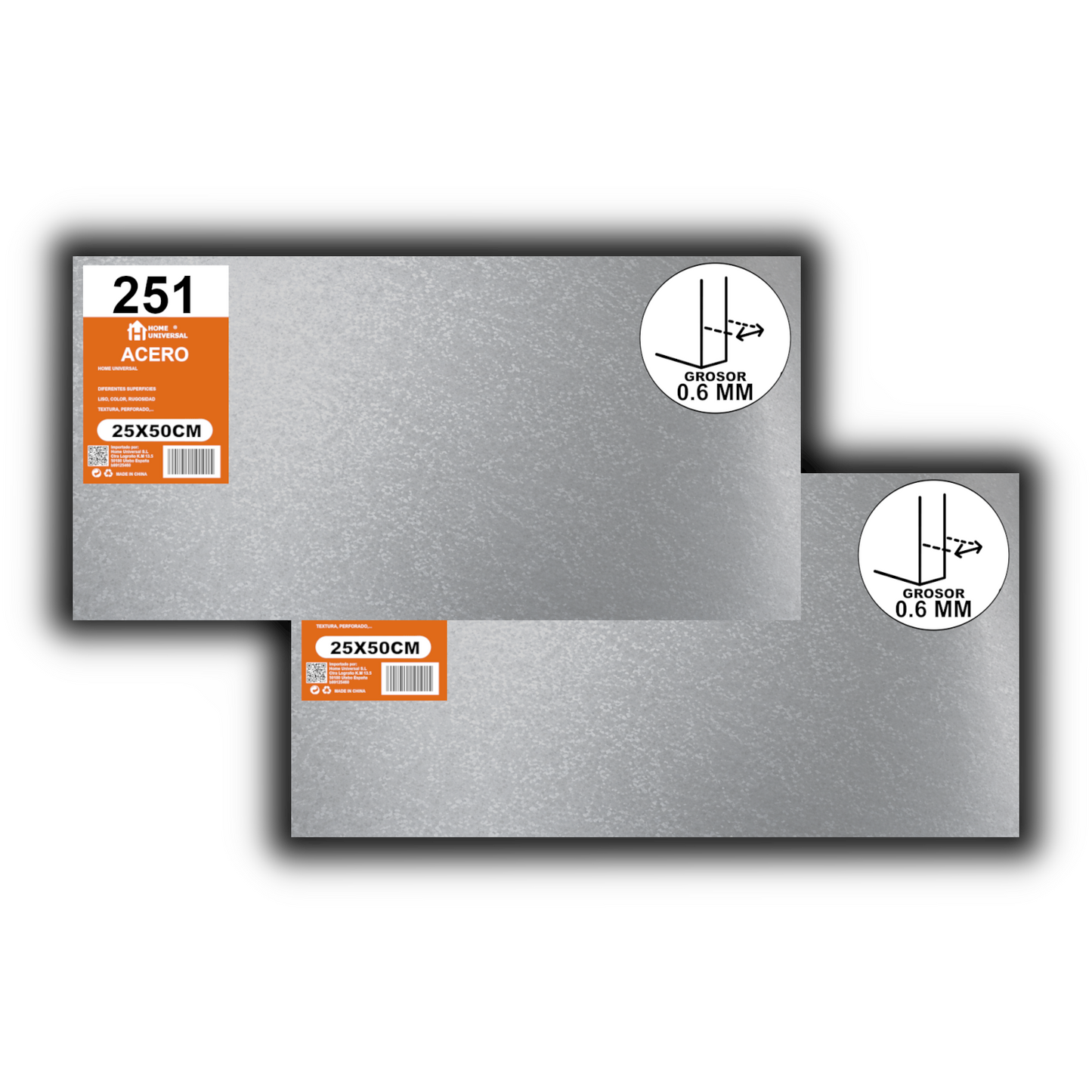 Home Universal® Chapa Galvanizada Lisa y Perforada, Lámina Metálica Resistente Anticorrosión para BricolajeSuperficie (Superficie (Liso)Estandar (25X50CM - 0.6MM))