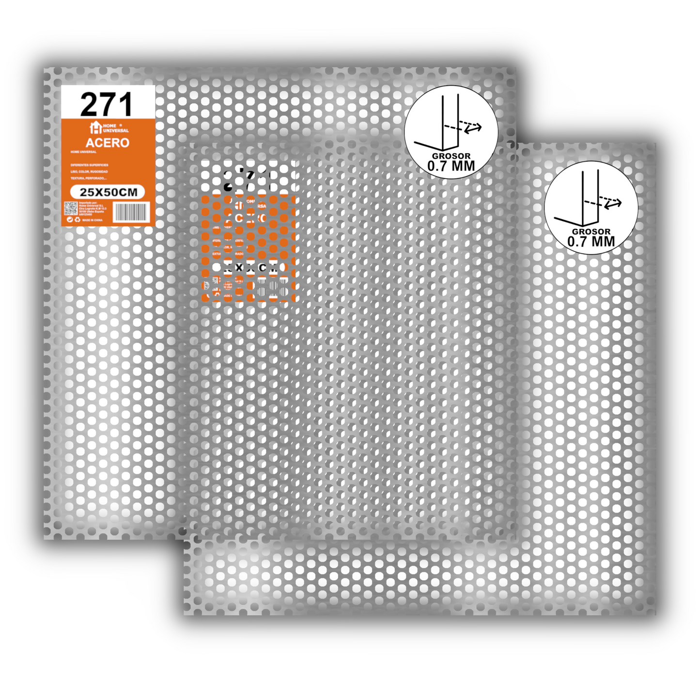 Home Universal® Chapa Galvanizada Lisa y Perforada, Lámina Metálica Resistente Anticorrosión para BricolajeSuperficie (Superficie Perforada Redondo-5MM (50X50CM - 0.7MM))