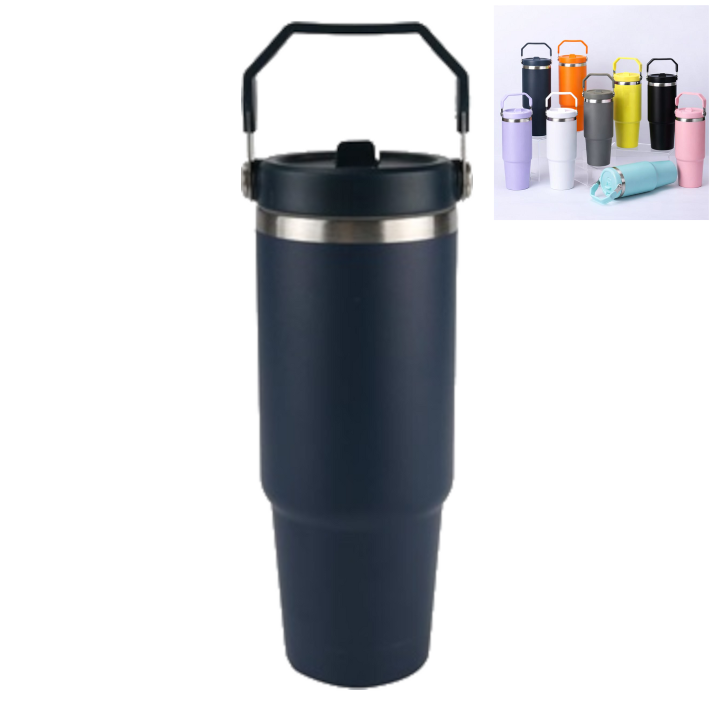 Home Universal ® Vaso térmico 890 ml | Botella de Agua Térmica 0,89L con Pajita | Acero Inoxidable sin BPA | Mantiene Frío 24h y Calor 12h | Termo Reutilizable Fácil de Llevar y Apto Lavavajillas (Azul Oscuro)