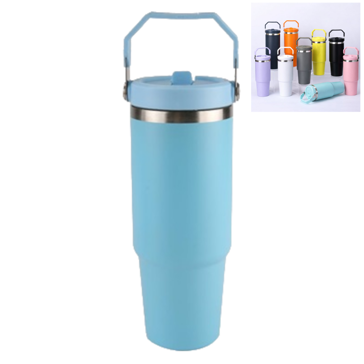Home Universal ® Vaso térmico 890 ml | Botella de Agua Térmica 0,89L con Pajita | Acero Inoxidable sin BPA | Mantiene Frío 24h y Calor 12h | Termo Reutilizable Fácil de Llevar y Apto Lavavajillas (Azul Claro)