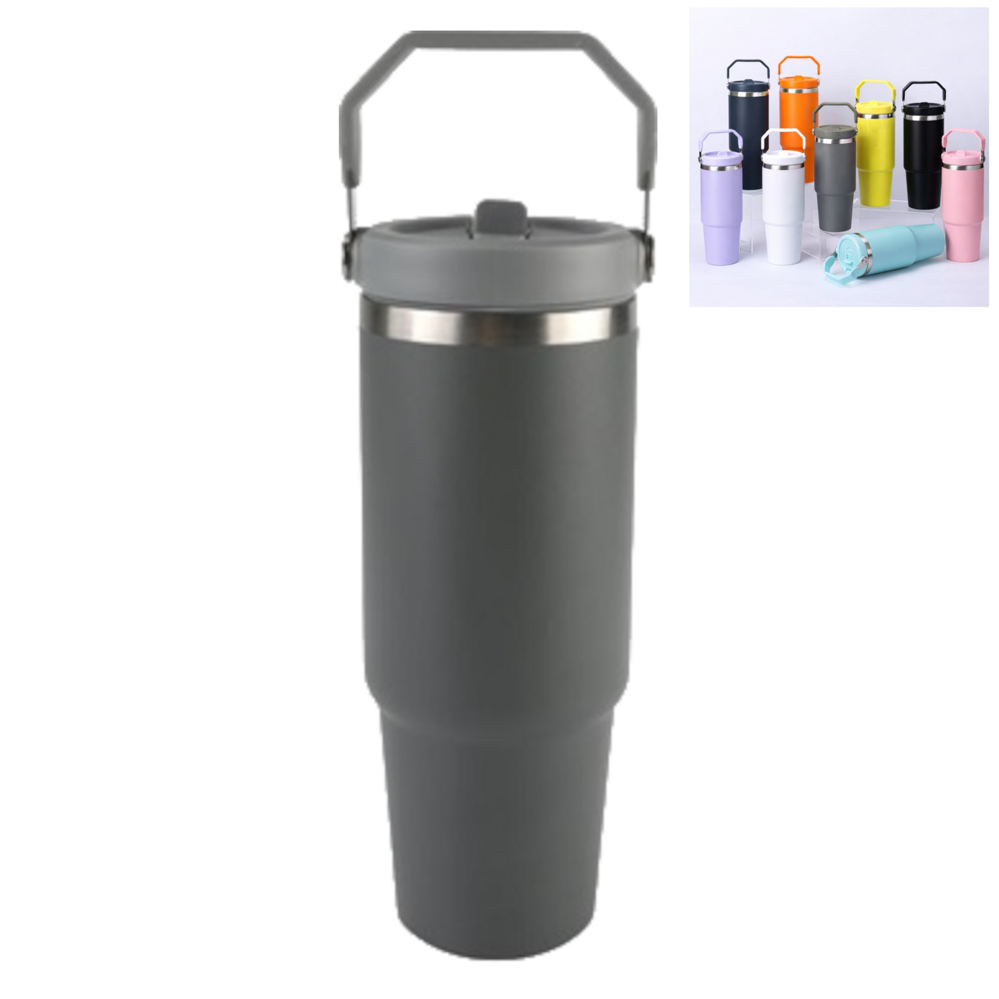 Home Universal ® Vaso térmico 890 ml | Botella de Agua Térmica 0,89L con Pajita | Acero Inoxidable sin BPA | Mantiene Frío 24h y Calor 12h | Termo Reutilizable Fácil de Llevar y Apto Lavavajillas (Gris)