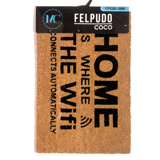 HOME UNIVERSAL | Felpudos de Fibra de Coco con Base Antideslizante 60x40x1.5CM (WI-FI)