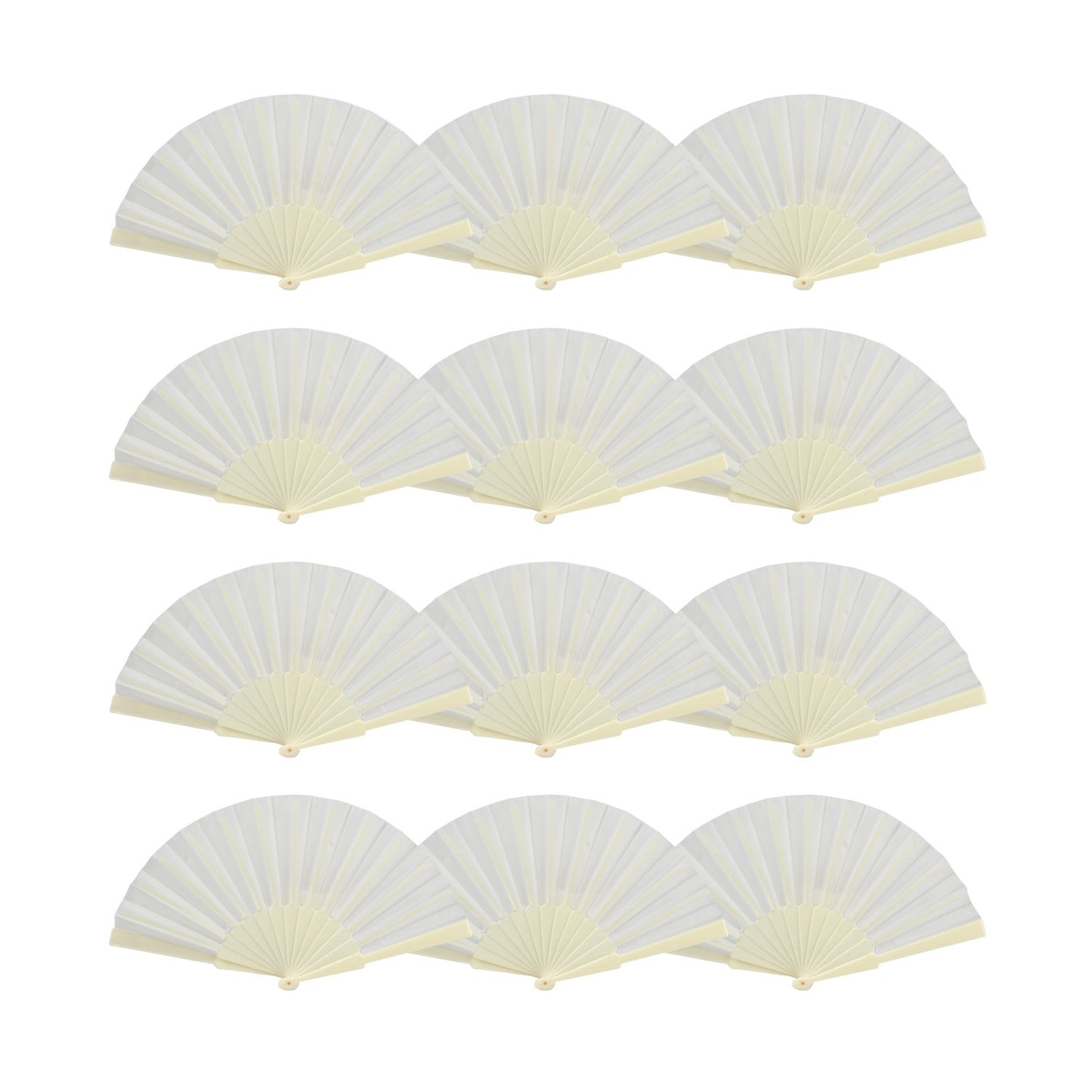 Home Universal® H.U.S.L® Pack 12 Abanicos Plástico 23CM, Abanicos para Eventos, DETALLES PARA LOS INVITADOS, REGALOS DE BODA, FIESTAS, COMUNIÓN O BAUTIZO, REGALOS COMUNIÓN PARA INVITADOS (Beige)